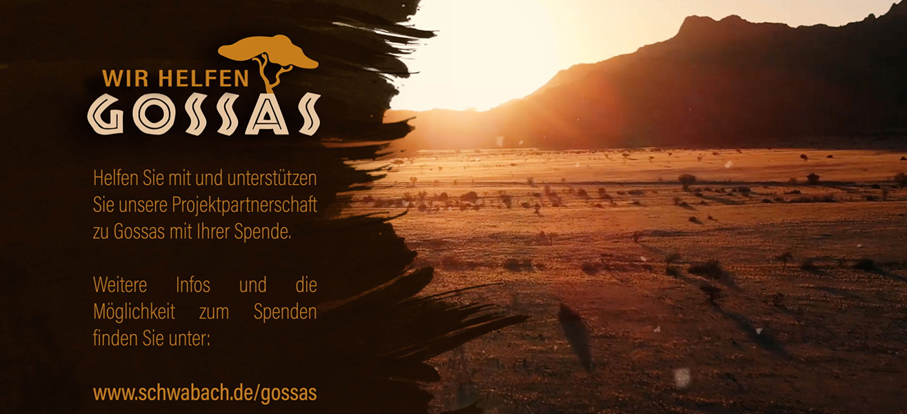 Grafik mit Schriftzug: Wir unterstützen Projekte in Gossas!