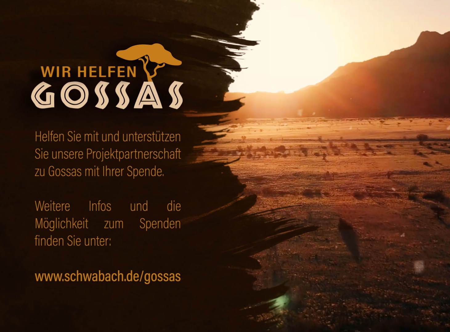 Grafik mit Schriftzug: Wir unterstützen Projekte in Gossas!