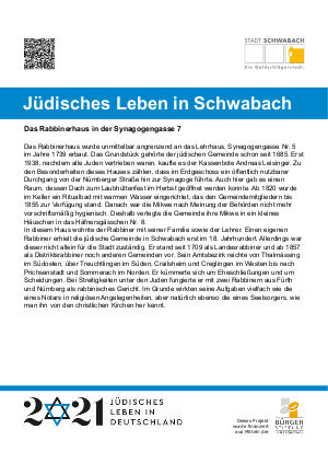 Das Rabbinerhaus in der Synagogengasse 7