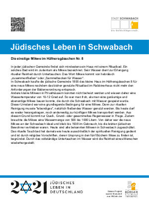 Die einstige Mikwe im Häfnersgässchen Nr. 8