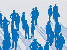 Symbolgrafik mit blauen Figuren