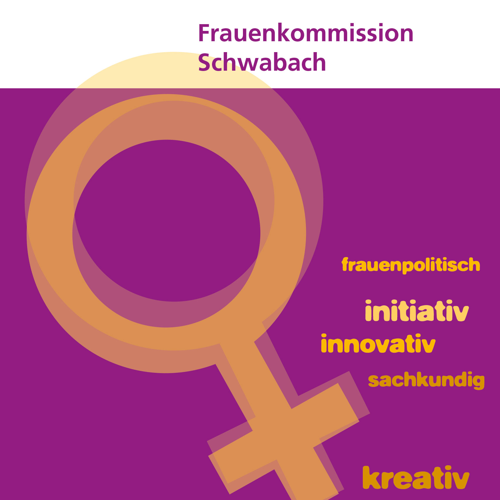 Ein gelbes Zeichen auf Lila-Grund