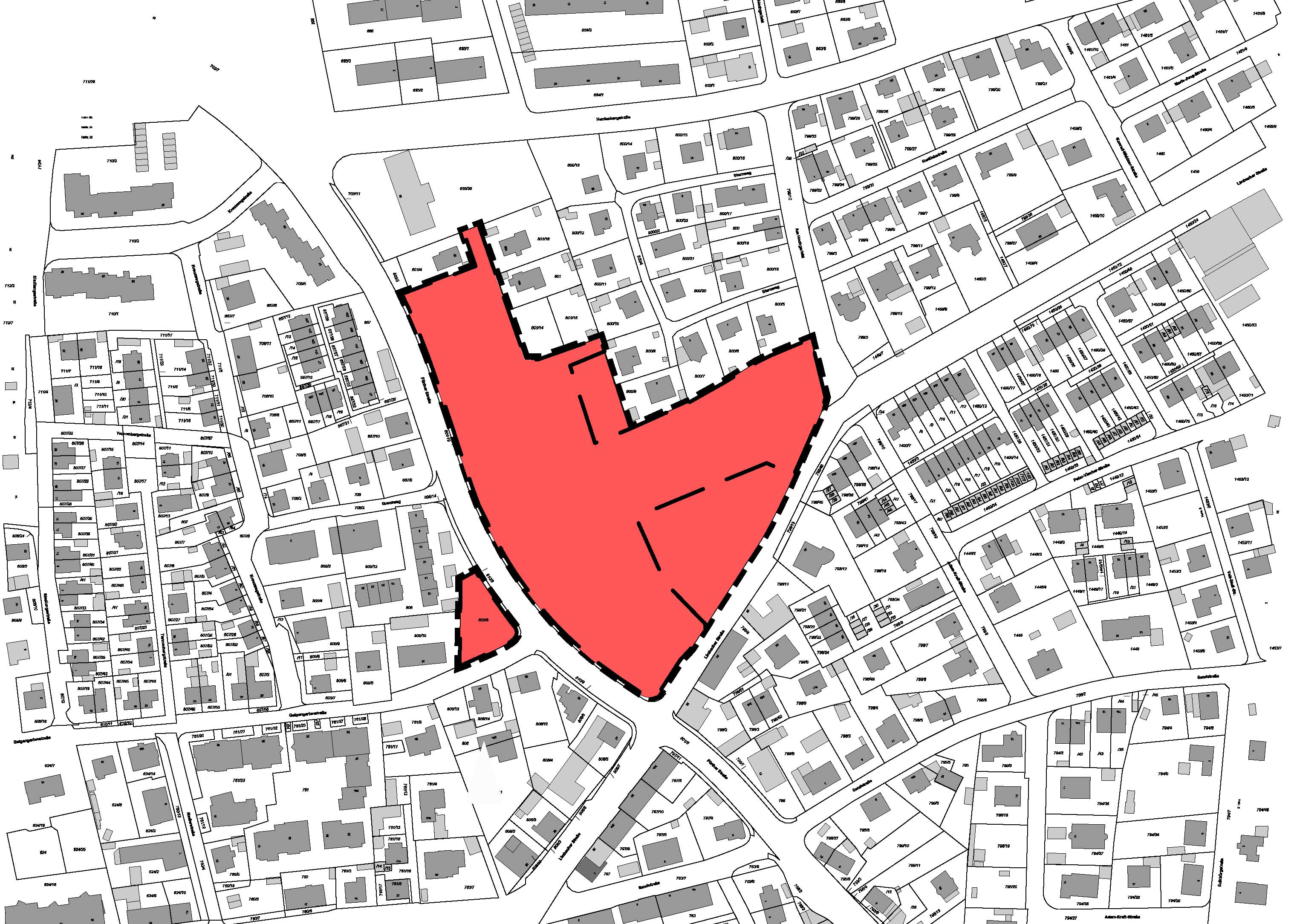 Die farbige Fläche beschreibt den Bereich des Planungsgebietes.